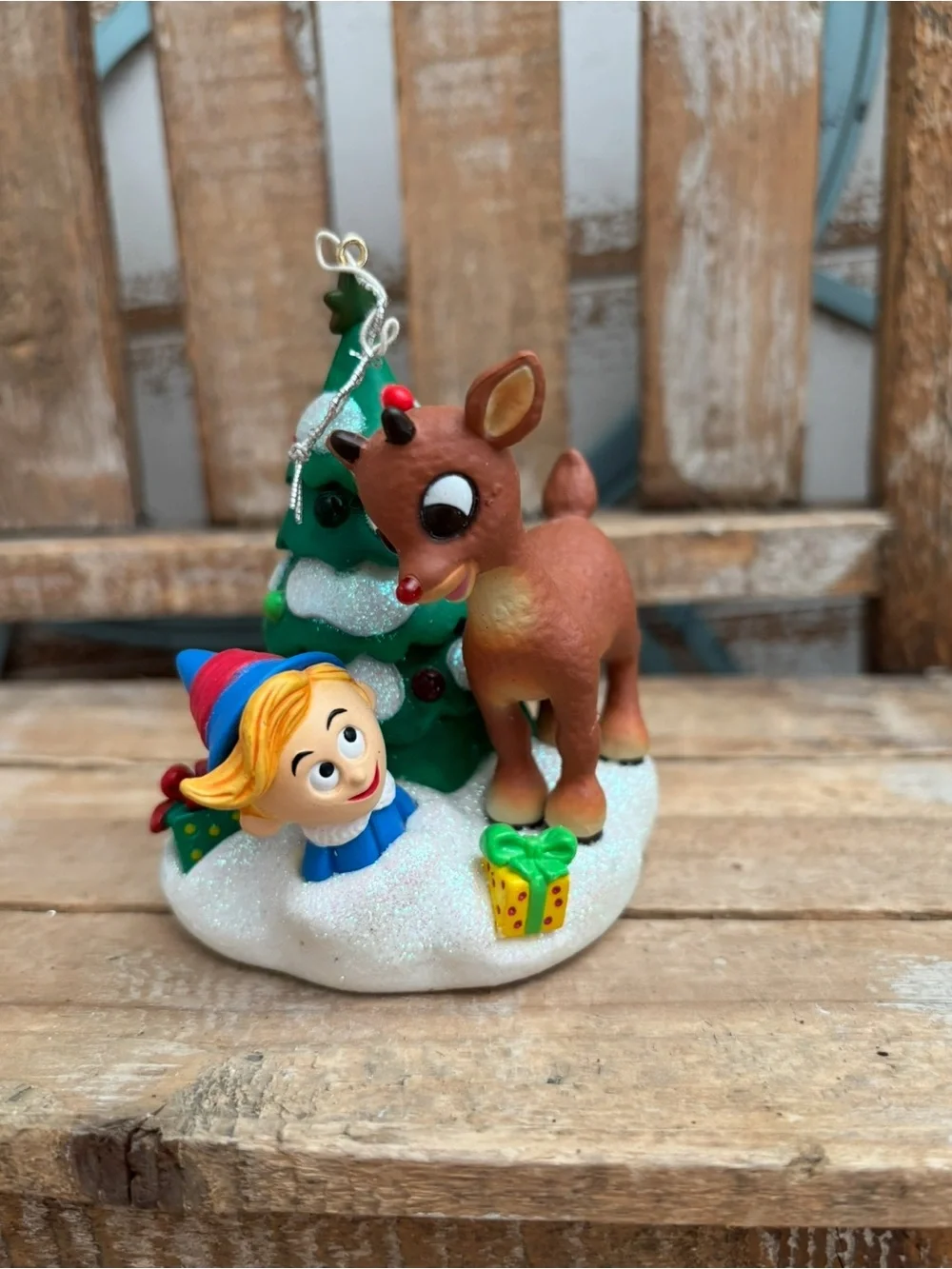 Carlton Cards Rudolph's Brightest Christmas Light up Ornament Hermie 2002